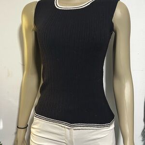 Hillard & Hanson Black Ribbed Tank Top with White Trim